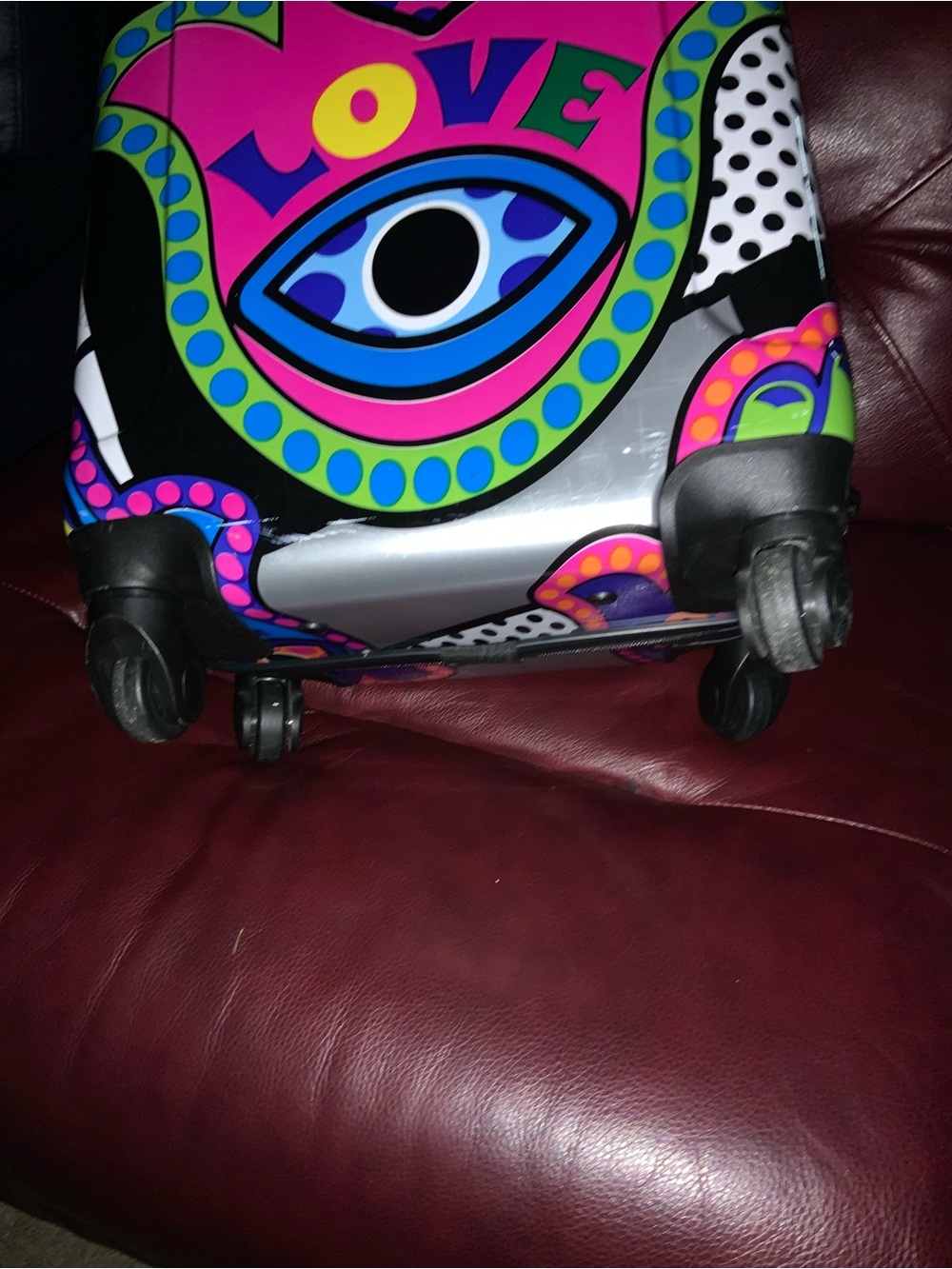 Mia Toro Peace And Love Hardside 24 Inch Luggage Made In Italy - Picture 5 of 6
